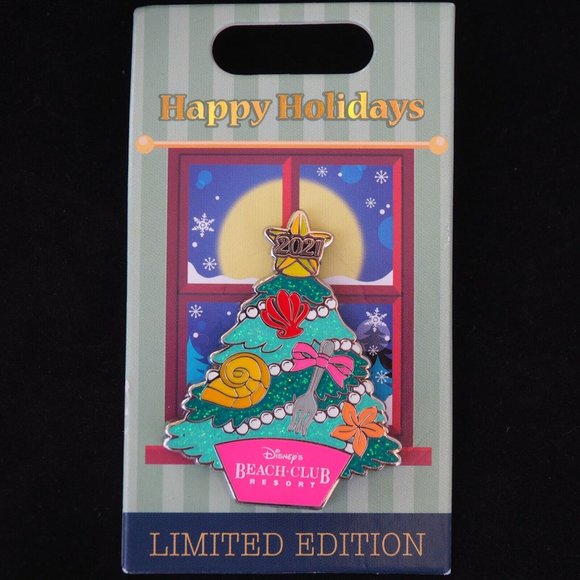 Disney Christmas Happy Holidays LE Pin Beach Club Resort Little Mermaid Ariel - Picture 3 of 3